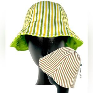 NWT San Diego Hat Company 6-Paneled Striped Retro Cotton Bucket Hat Womens Small